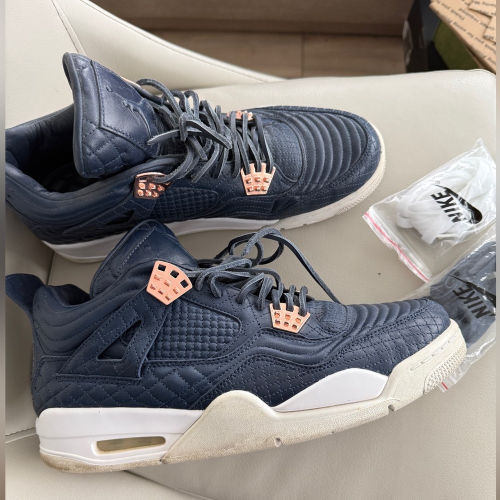 Air Jordan 4 Navy Quilted Rose Gold – Men’s Size 11 - Picture 4 of 7
